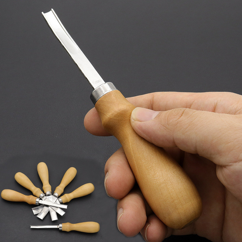 

4mm/6mm/8mm/10mm Practical Leather Craft Edge Beveler Skiving Beveling Knife DIY Cutting Hand Craft Tool with Wood Handle