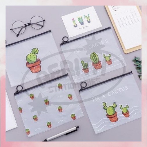 

AS ziper stationery bag multifungsi/Tempat pensil Karakter Kaktus/Pouch Kosmetik/dompet Lucu S-PO021
