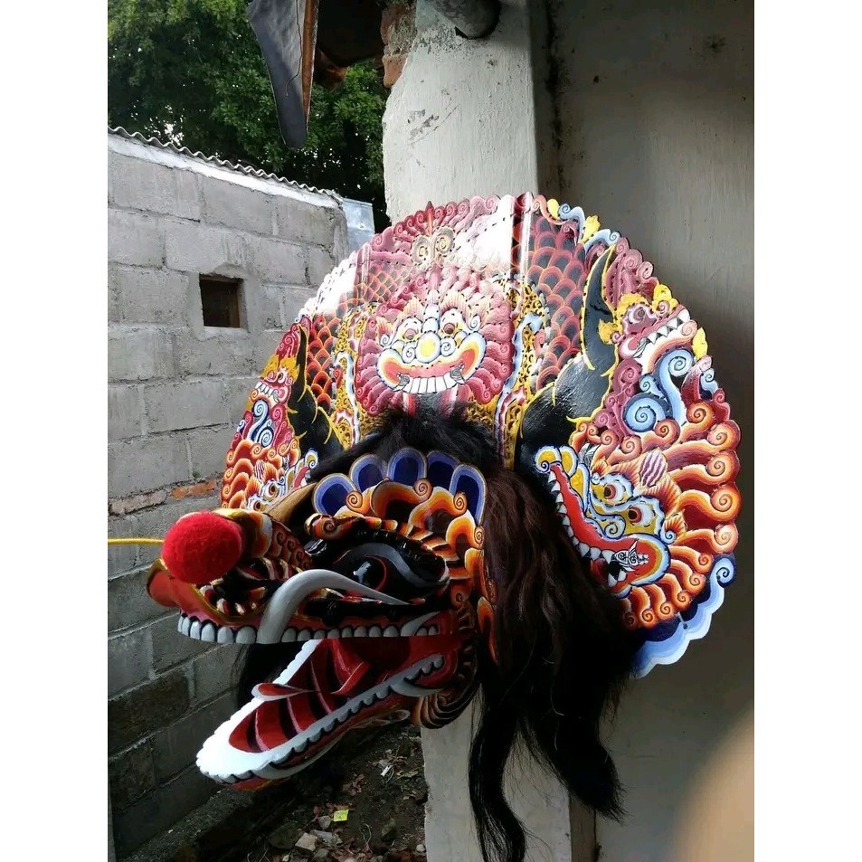 barongan asli  - 1 set  mainan anak Barongan + celana barongan uk 3-4 tahun paud kecil kain panjang