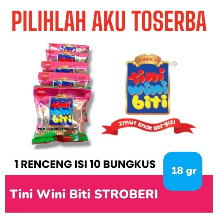 

Biskuit TINI WINI BITI Renceng Rasa STRAWBERRY / STROBERI - ( HARGA 1 RENCENG )