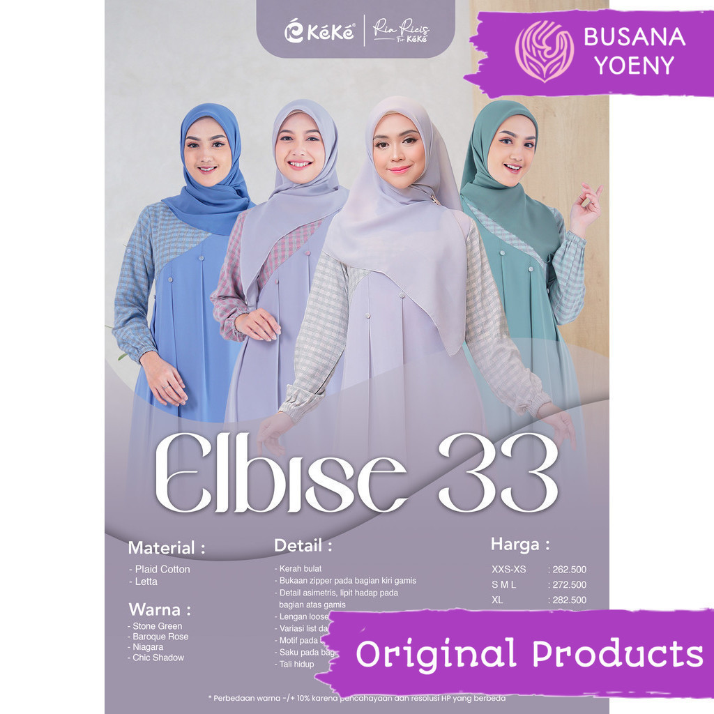 Gamis Kekinian cocok untuk anak muda Gamis Wanita Dewasa Premium Terbaru Ricis Elbise 33 by Keke Ori