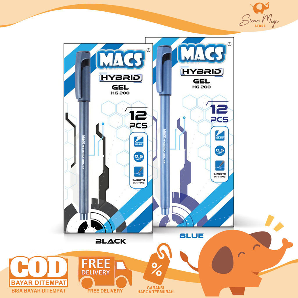 

MACS Hybrid Gel Pen HG200 SATUAN Pulpen Jel 0.5mm Murah