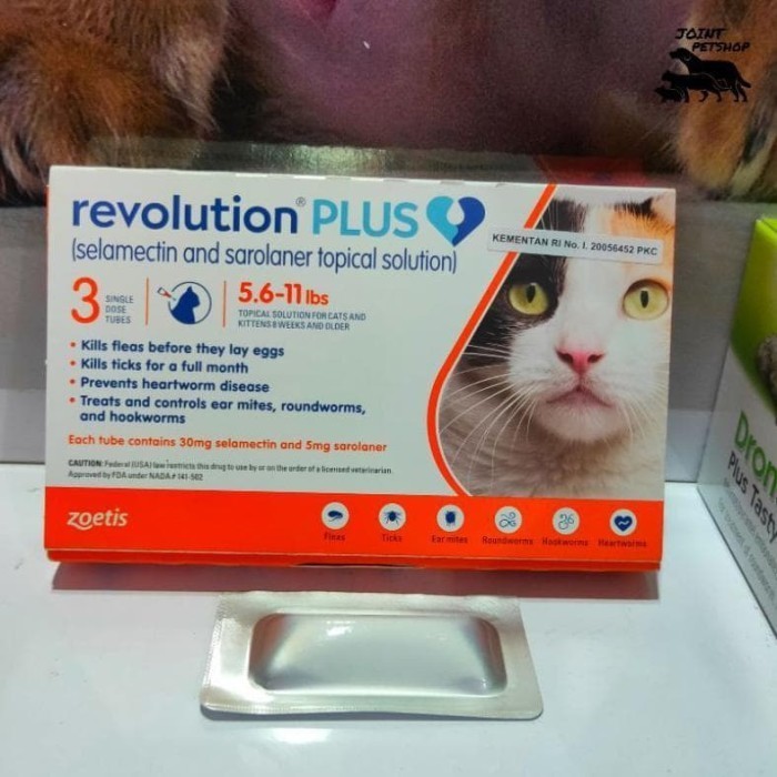 TL21P Revolution PLUS Orange 0.5 ml Obat cacing dan kutu Kucing (Berat Badan 2.5 - 5 Kg)