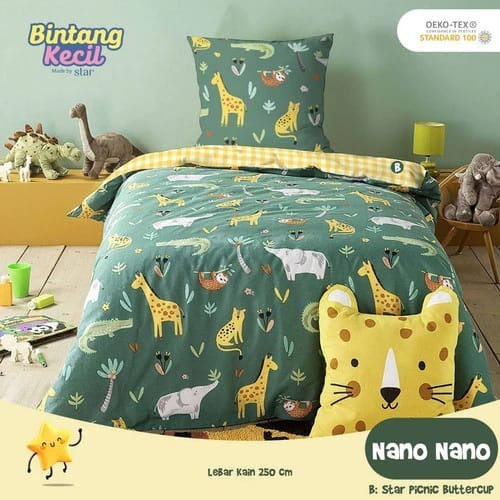 Sprei Anti Geser Bahan Katun Cvc Bintang Kecil Motif Nano Nano