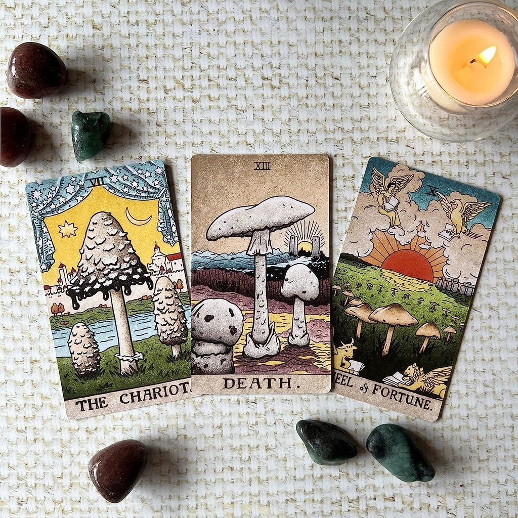 

12x7cm The Large Size Mushroom Tarot Cards English Version With Guidebook for Beginners Fortune Telling Deck Board Game