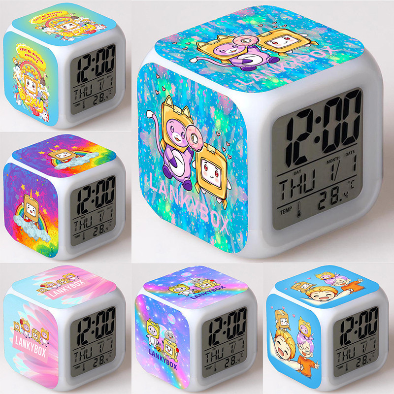 Lankybox Robot Alarm Clock Boxy And Foxy Cute Cartoon Alarm Clock Digital Display Kids Alarm Clock L