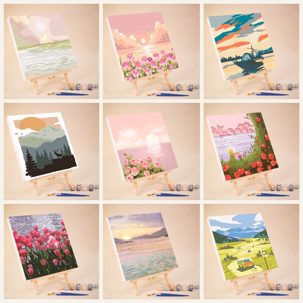 

Paint By Number 20CM Nature Series DIY Painting Kit Canvas Paint Kit Dital Aesthetic Kanvas Lukis