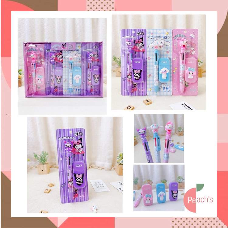 

PEACHs - S6341 Set Pena dan Korektor 2 in 1 / Set Alat Tulis 2 in 1 / Set Pulpen 6 Warna dan Korektor