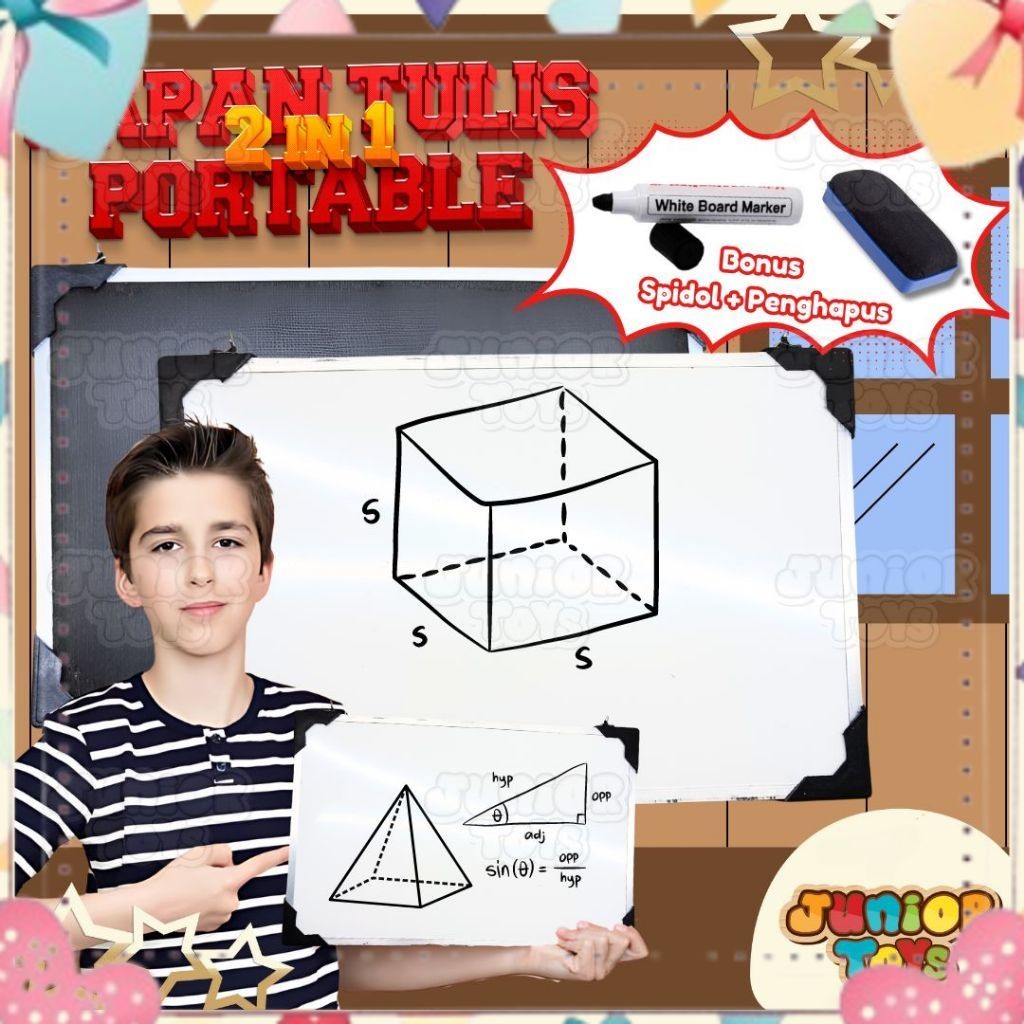 

Papan Tulis Anak Whiteboard 2in1 Ukuran Mini Portable Mudah Dibawa Bonus Spidol Penghapus