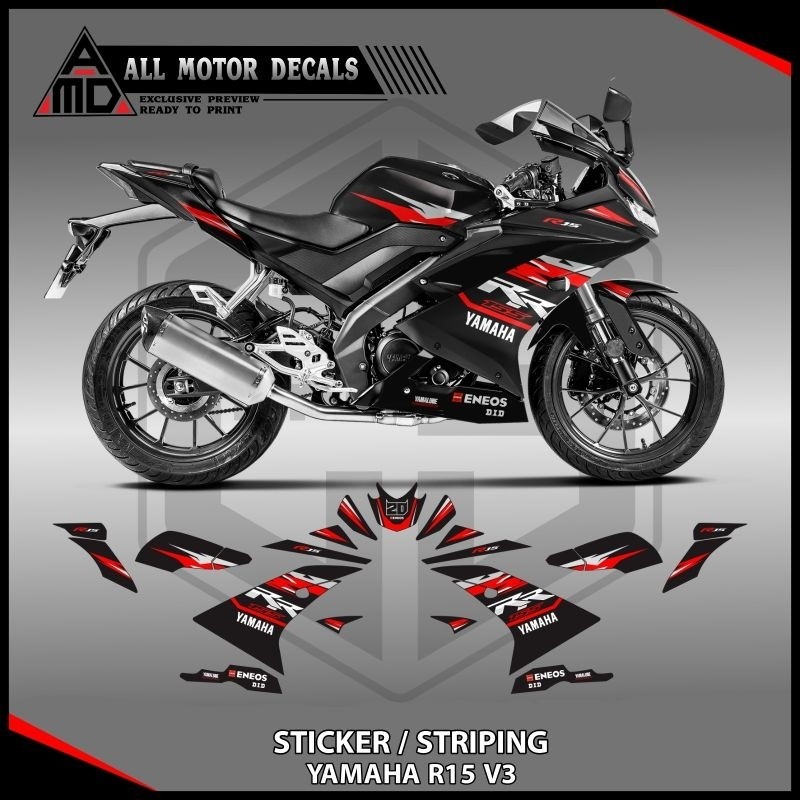 STRIPING YAMAHA R15 V3 LIVERY GRAFIS RR LIST / DECAL MOTOR R15 VERSI KE 3 / STICKER LIST R15 V 3 /