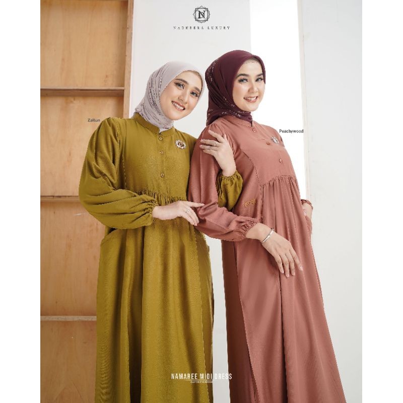 NAMAREE MIDI DRESS by Nadheera luxury ️ COD ️ special price ️ gamis terbaru 2023 ORIGINAL BRAND