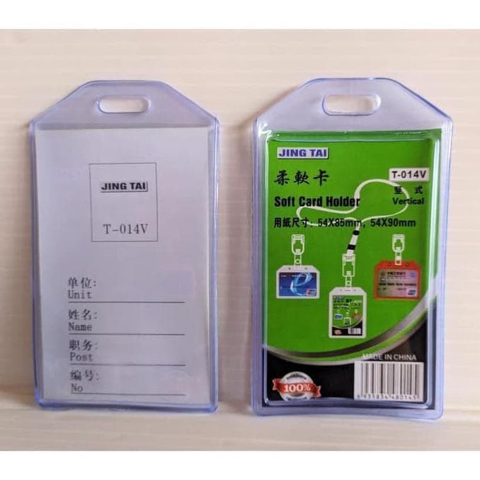 

Plastik ID Card / Name Tag Holder Single Jing Tai T014V / Pack 5Pcs