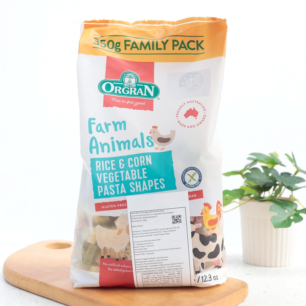 

350g Rice & Corn Pasta Farm Animal Gluten Free - Orgran