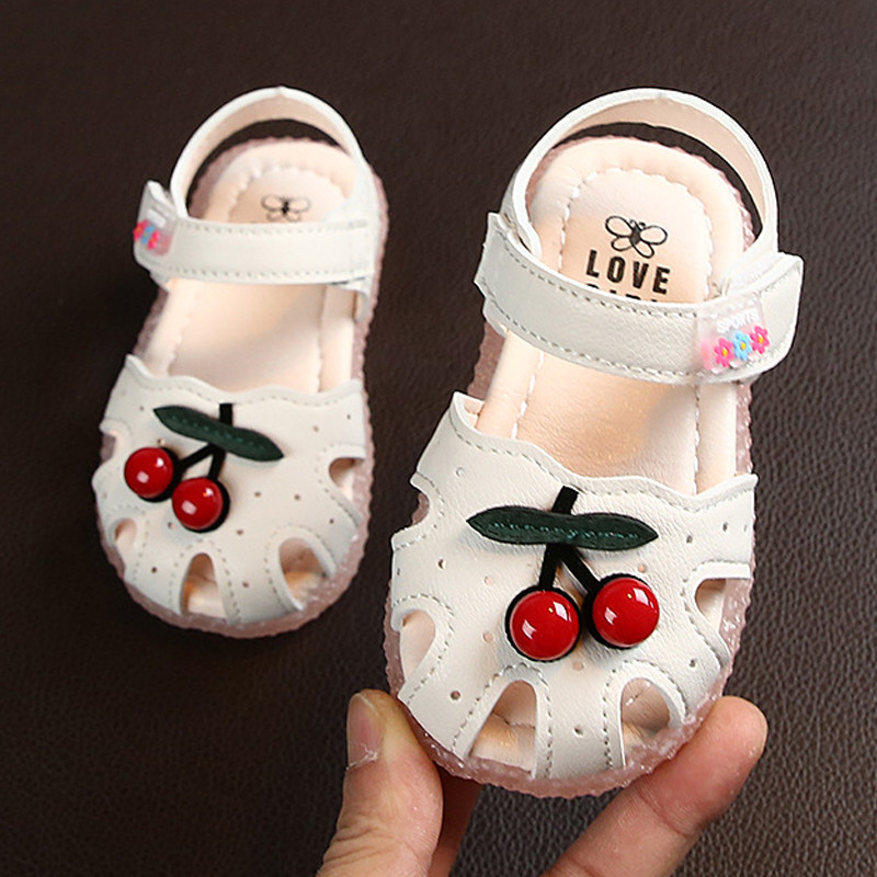 Summer Baby Sandals for Girls Cherry Closed Toe Toddler Infant Kids Princess Walkers Baby Little Gir