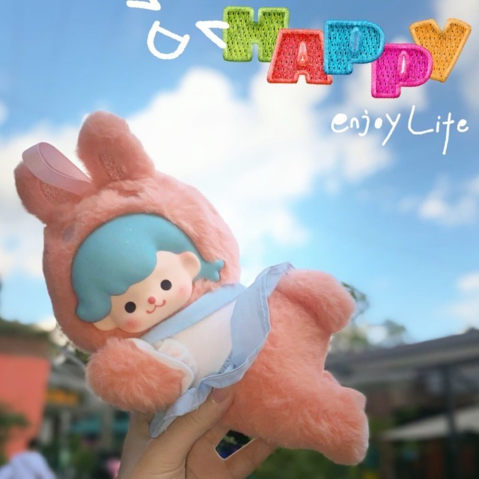 Fluffy Dreamer Series Rabbit Fuzzy Cute Vinyl Plush Plushie Keychain Bag Strap Charm Blind Box Bonek