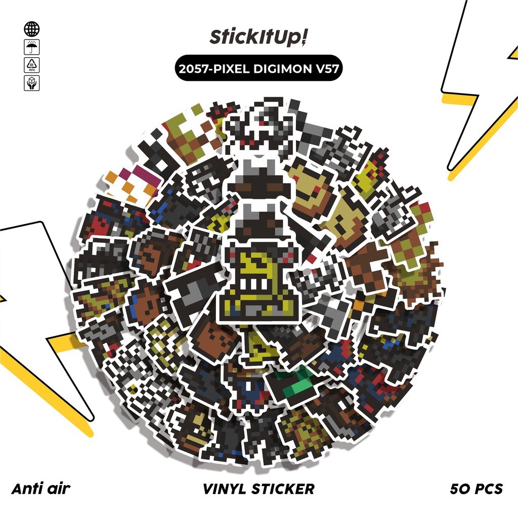

COD✨ 50 Pcs Stiker PIXEL DIGIMON V57 Lucu Anti Air Untuk Dekorasi Notebook Sepeda Skateboard Handphone DIY