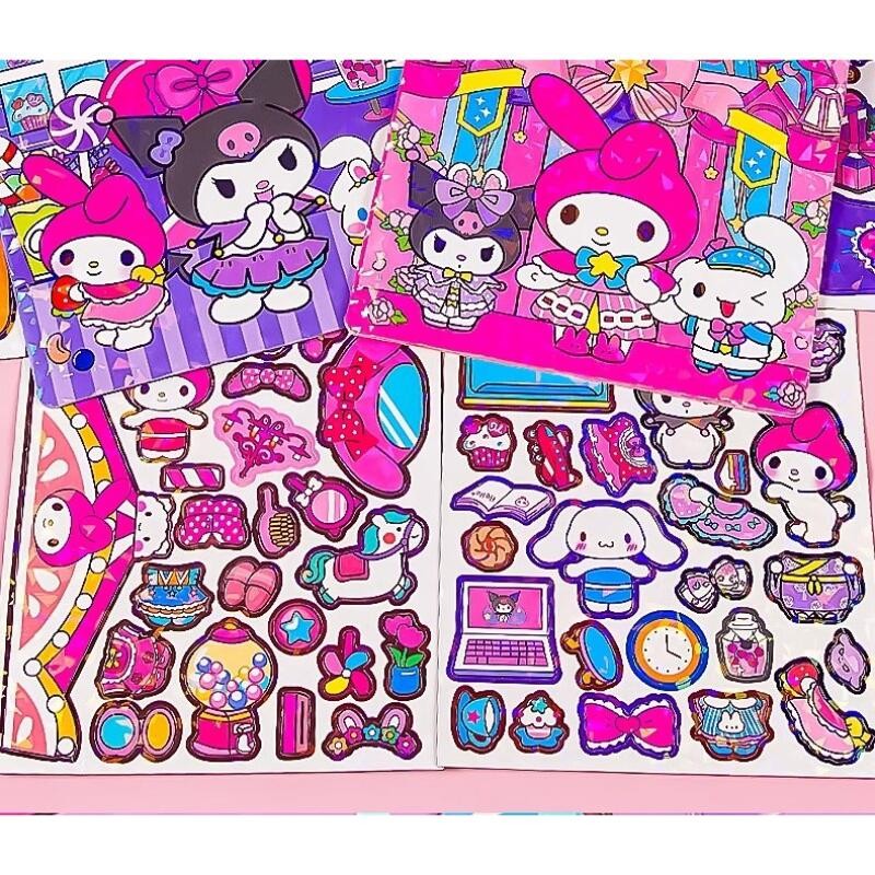 

Promo Buku mainan magnetik/DIY Stiker Sanrio/Kuromi CinnamorollBuku Sticker DIY Ukuran super besar