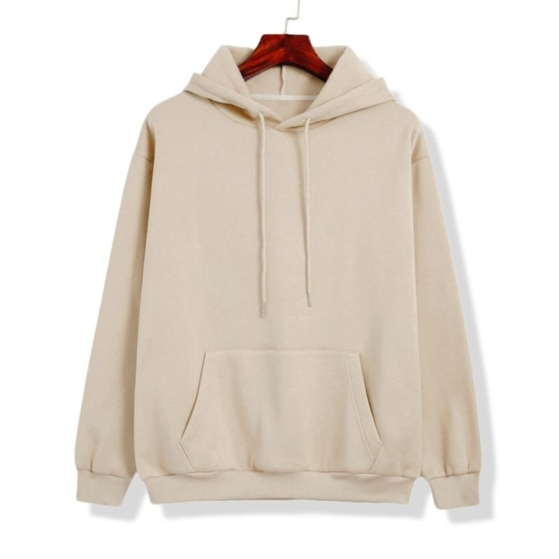 [NAVIBA.STORE] Sweater Hoodie Pria Distro Fleece Tebal Polos Cream