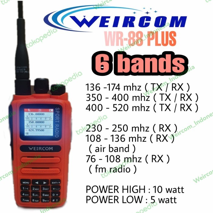 HT WEIRCOM WR 88 PLUS 7 BAND 10 WATT IP 68 WARNA ORANGE