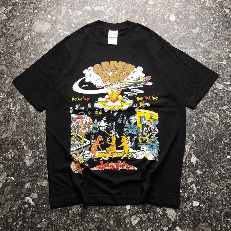 T-Shirt Band Green Day - Dookie Hitam | Kaos Pria Wanita Oversize Original distro