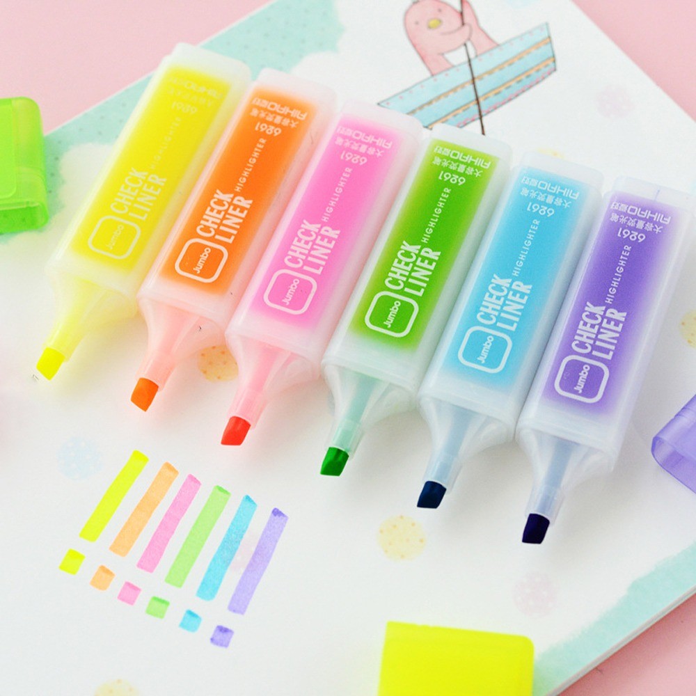 

6 Colors Fluorescent Highlighter Marker Student Paintbrush Writing Tool School Office Supply Stationery