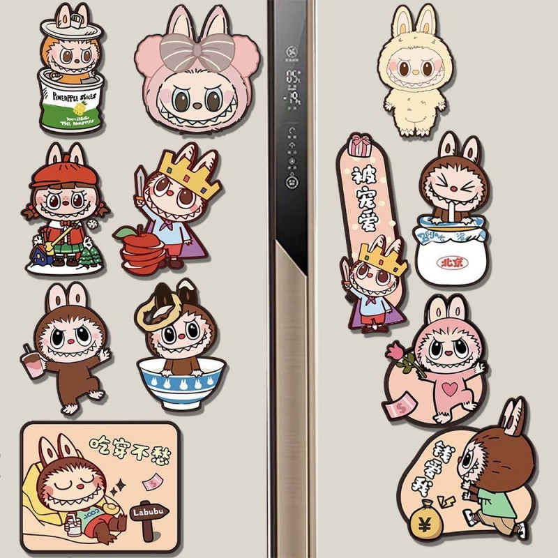 【READY】 LABUBU Stiker Kulkas Stiker Kreatif Kartun Stiker Dekoratif Kulkas Magnetik Tanpa Tanda Stik