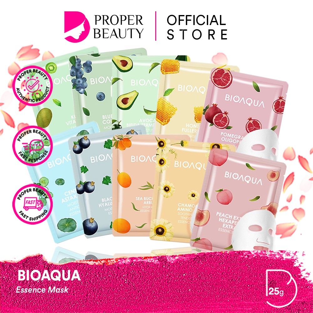 BIOAQUA Essence Mask Indonesia / Masker Wajah 25g / Vegetables And Fruit / Sheet Kiwi Lemon Pomegran