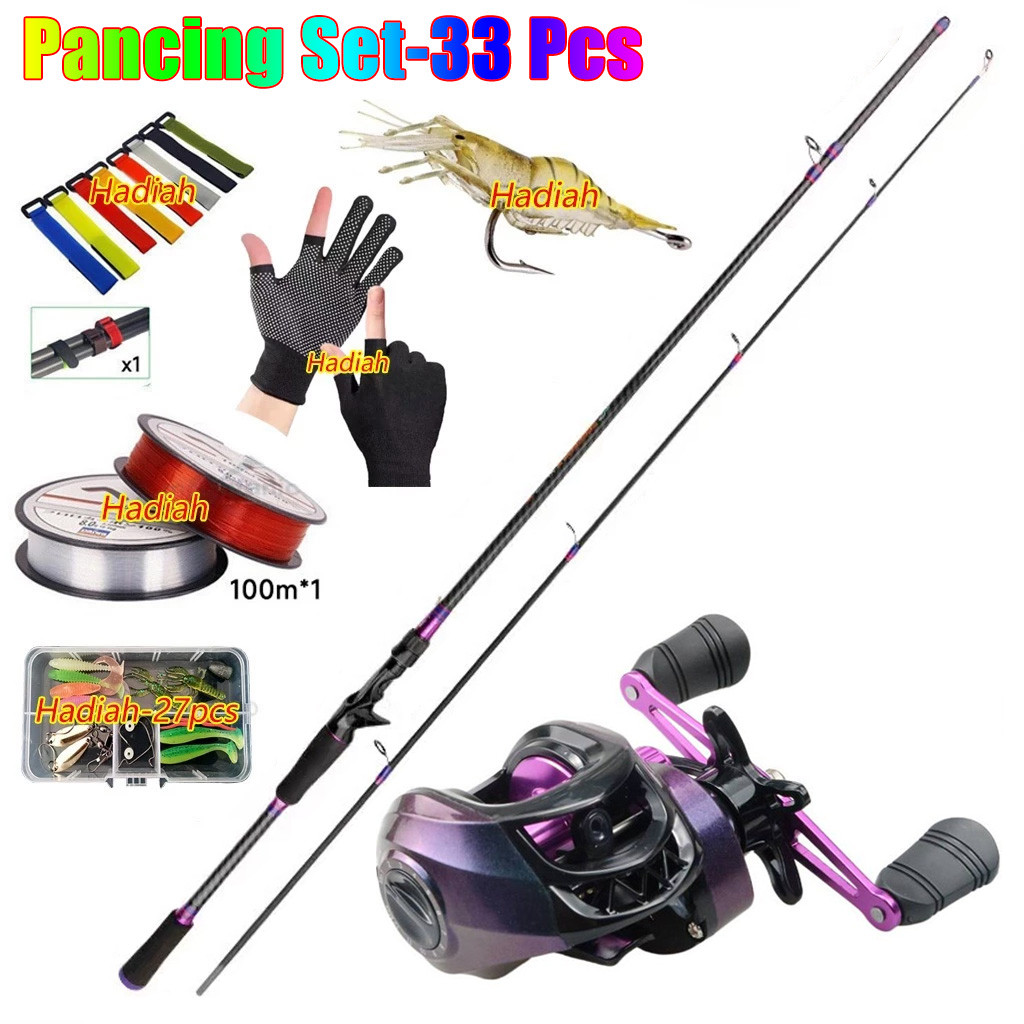 【#Pancing Set-33 Pcs#】Max drag 10kg Joran pancing BC Reel Set reel pancing besi 21kg drag reel murah