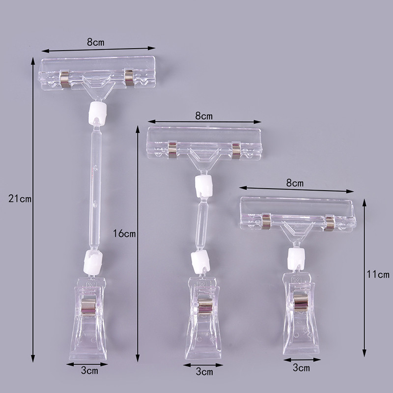 

1PC Transparent Plastic Card display stand Double Clips Adjustable Sign Card Display Holder business Advertising folder S/M/L