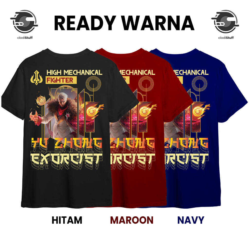Kaos YU ZHONG EXORCIST Mobile Legends FIGHTER ML MLBB Lengan Pendek Hitam Combed 30s Pria Wanita