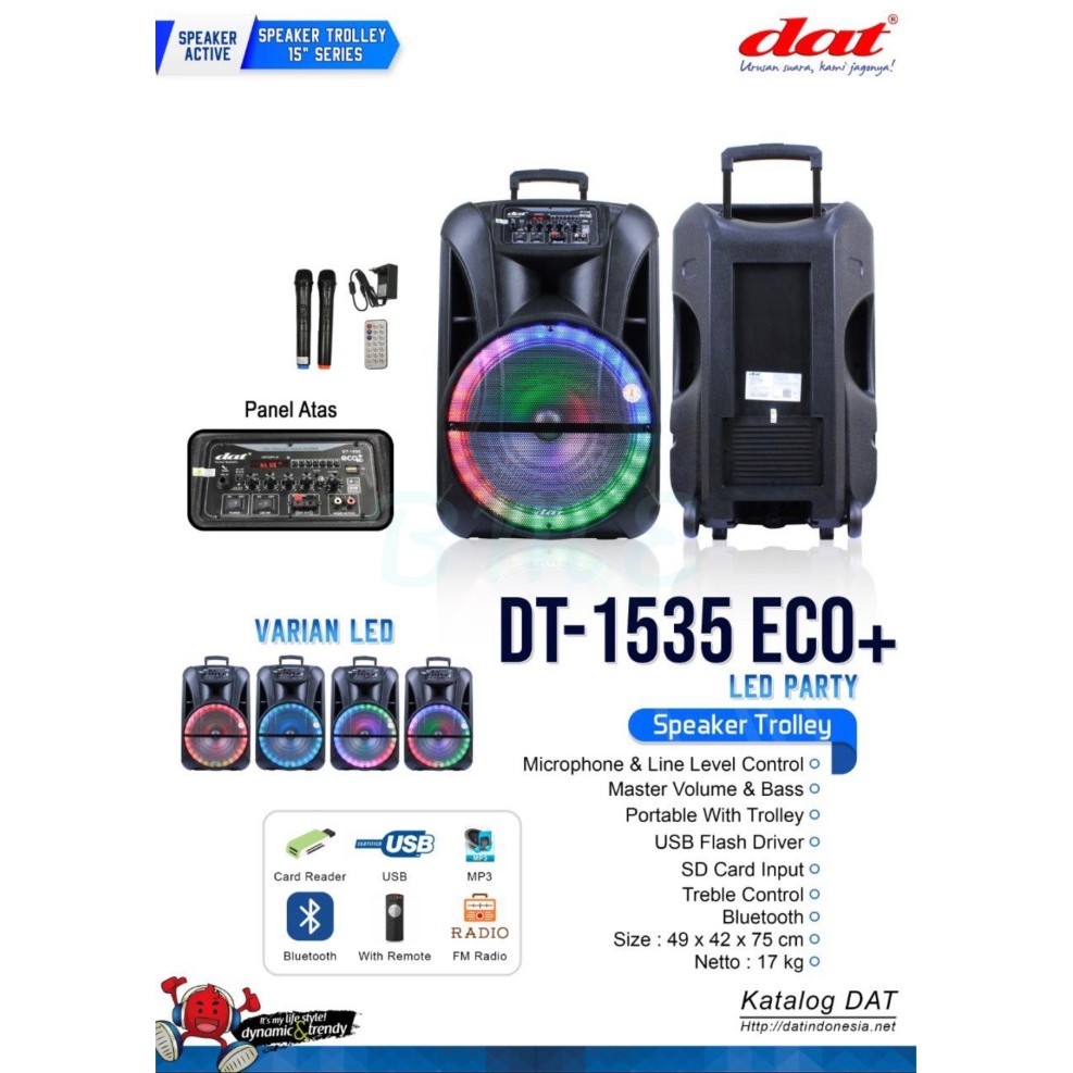 Speaker Aktif 15 Inch Portable DAT DT 1535 15 Inch Trolley DAT DT1535