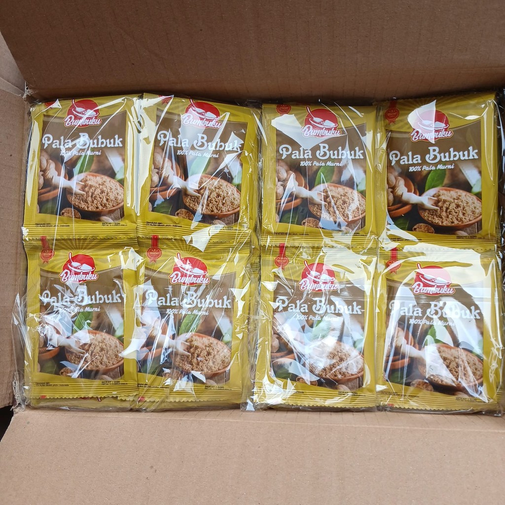 

( 1 Renteng Isi 12 Sachet ) Pala Bubuk Bumbu Dapur Bubuk Cap Bumbuku 6g