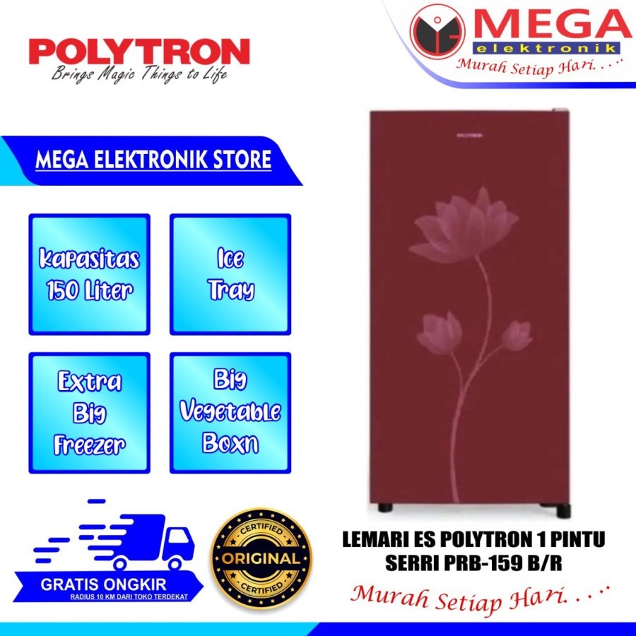 LEMARI ES POLYTRON 1 PINTU PRB-159 B/R / PRB 159 / PRB159 KULKAS