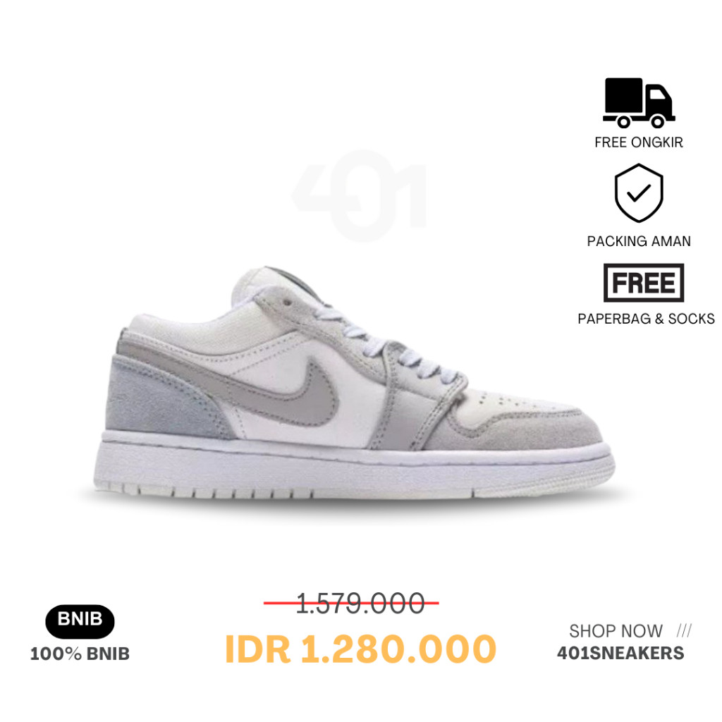 Sneakers Nike Air Jordan 1 Low Paris White Sky Grey Authentic 100% BNIB