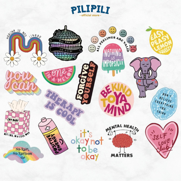 

Stiker Tumbler Koper Pilipili Water Bottle Sticker Pack Waterproof - Mental Health