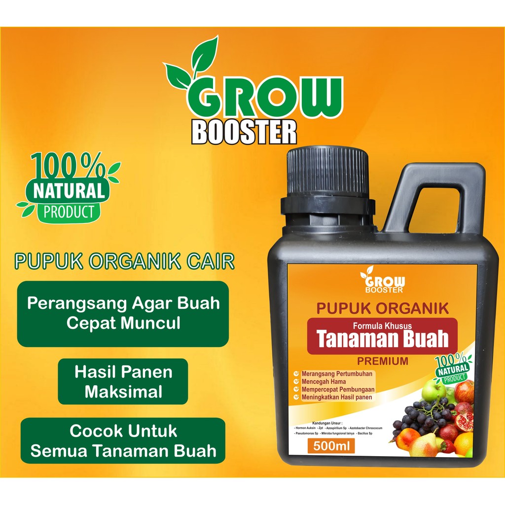 Pupuk Organik Cair Booster, FORMULA KHUSUS TANAMAN BUAH, poc kompos 100 organik Melebatkan Secara Ma