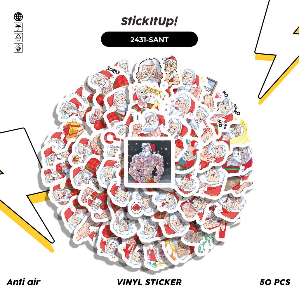 

COD✨ 50 Pcs Stiker Pack FUNNY MACHO SANTA STICKER PACK 01 Lucu Aesthetic Vynil Waterproof untuk Freebies Sticker Buku Journal Casing HP Laptop