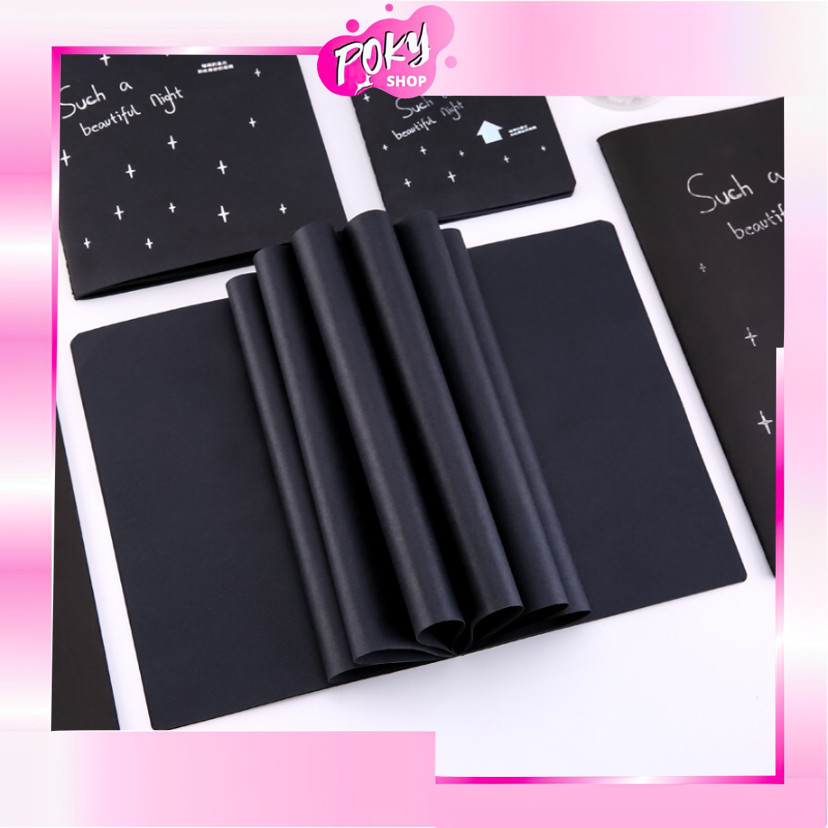 

POKY - 6448 Notebook Hitam Polos / Buku Tulis Black Paper 28 Lembar / DIY Scrapbook Agenda Foto