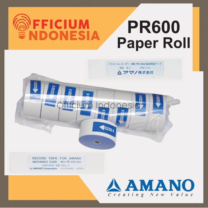 

1 Box (10) Kertas Tape Paper Roll Refill Amano PR600 Watchman Clock