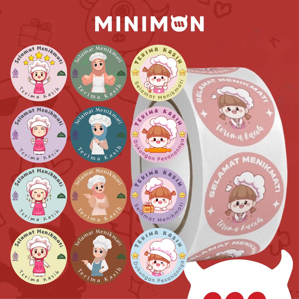 

[MINIMON] 1 Stiker Roll Packaging Makanan Selamat Menikmati 500pcs Sticker Thank You Packing SS001