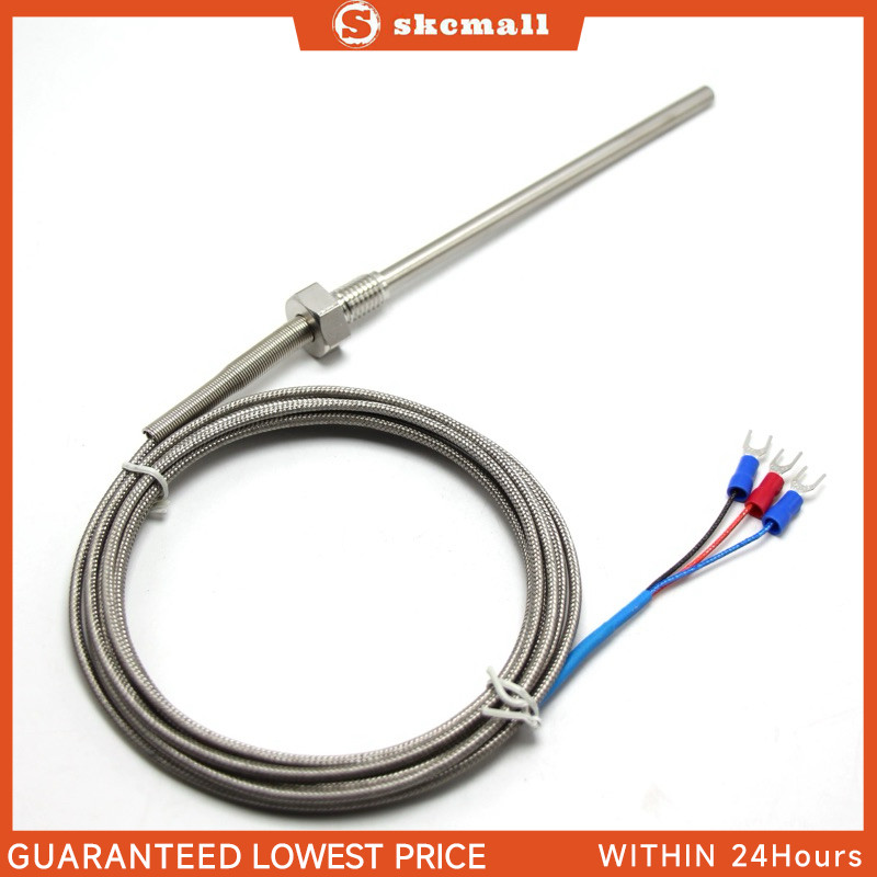 Temperature Probe PT100 RTD Sensor Cable M8 2M 50/100mm 3wires 0 ~ 400 C