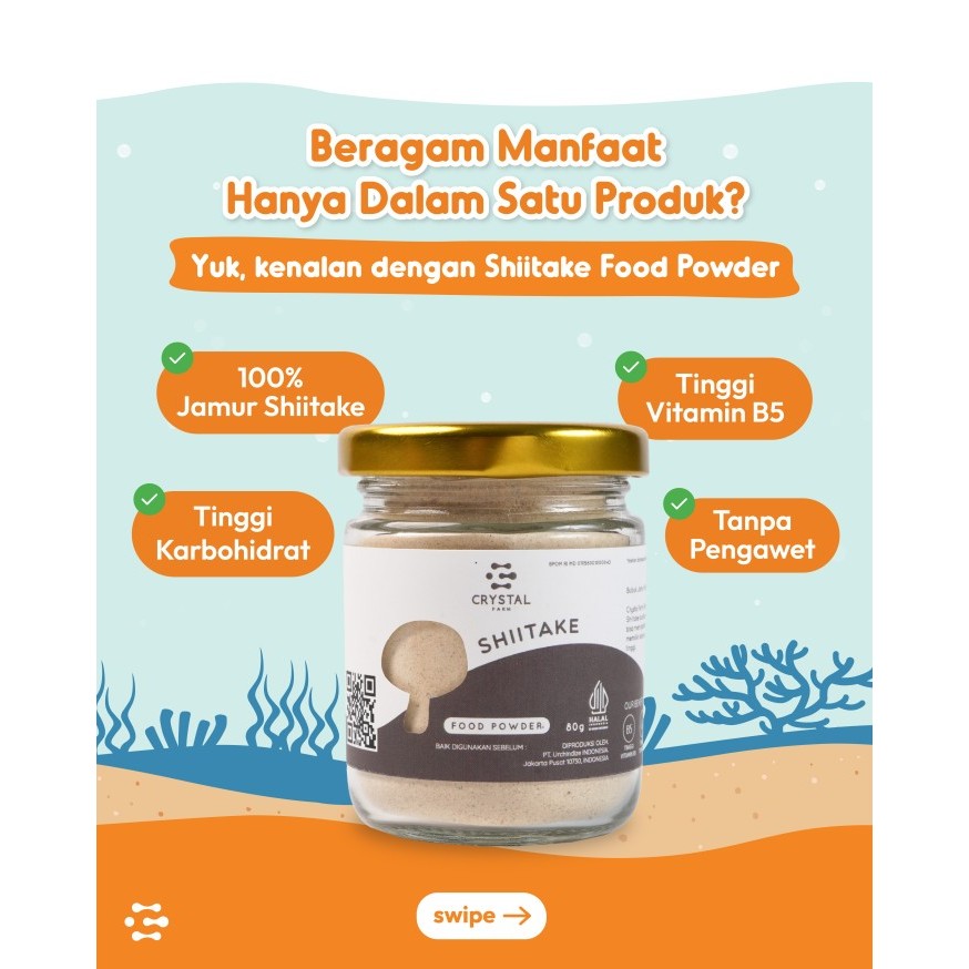 

Crystal Farm | Shiitake Mushroom Food Powder 80gr / Bubuk Kaldu Jamur