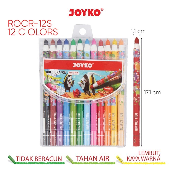 

Krayon Roll Kertas Paper Roll Crayon Joyko ROCR - 12 Warna