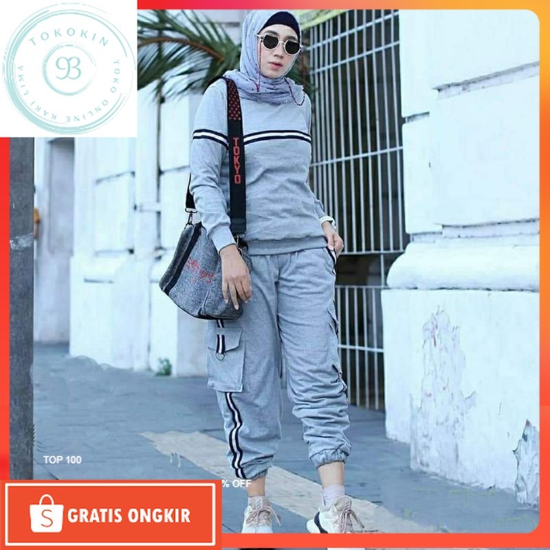 Olahraga Yuk / NABILA SET / BIG SIZE / GAGIL / KAOS BAJU CELANA TRAINING / BAJU OLAHRAGA WANITA MUSL