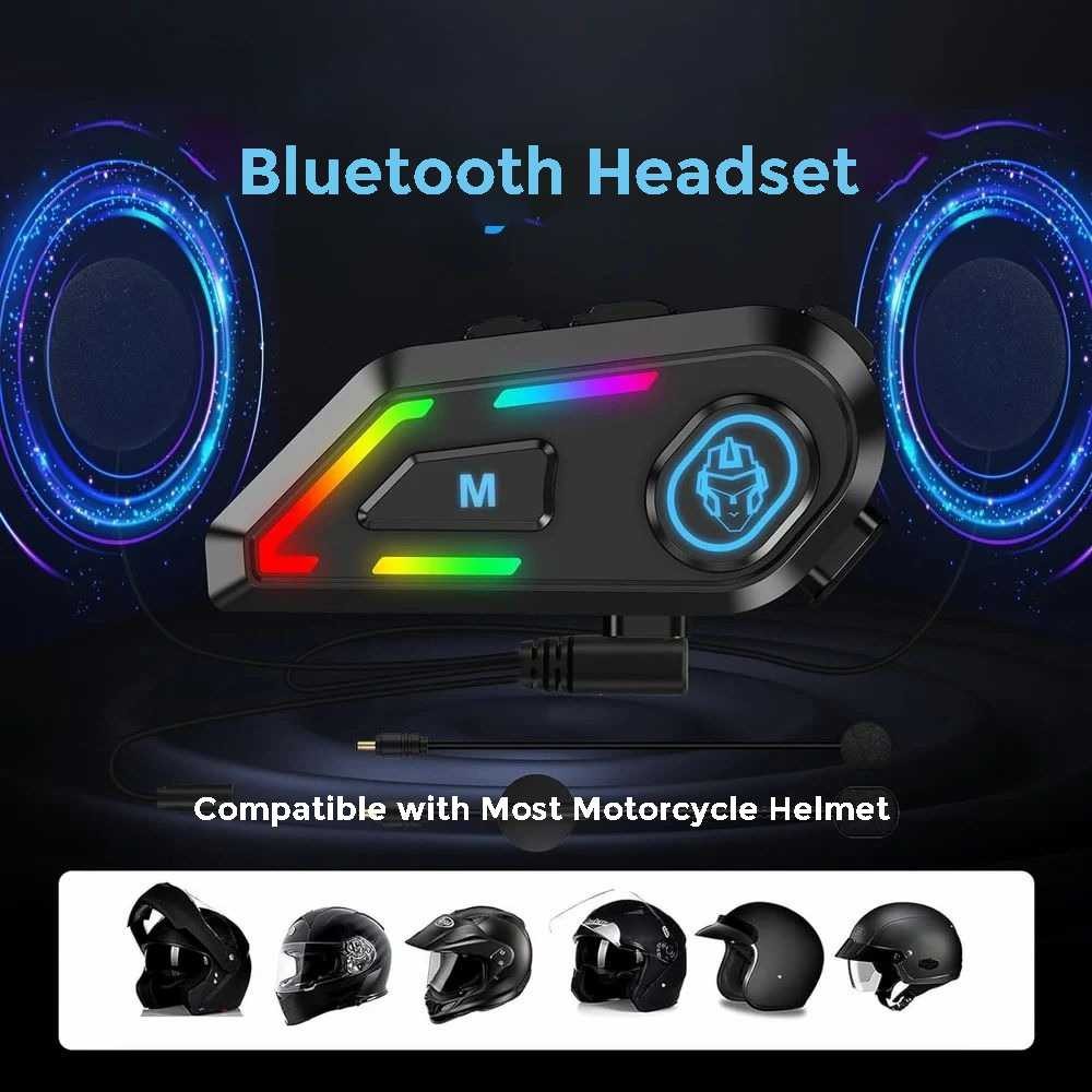 Intercom Headset Helm Bluetooth Handsfree Call Music IP67 1000mAh