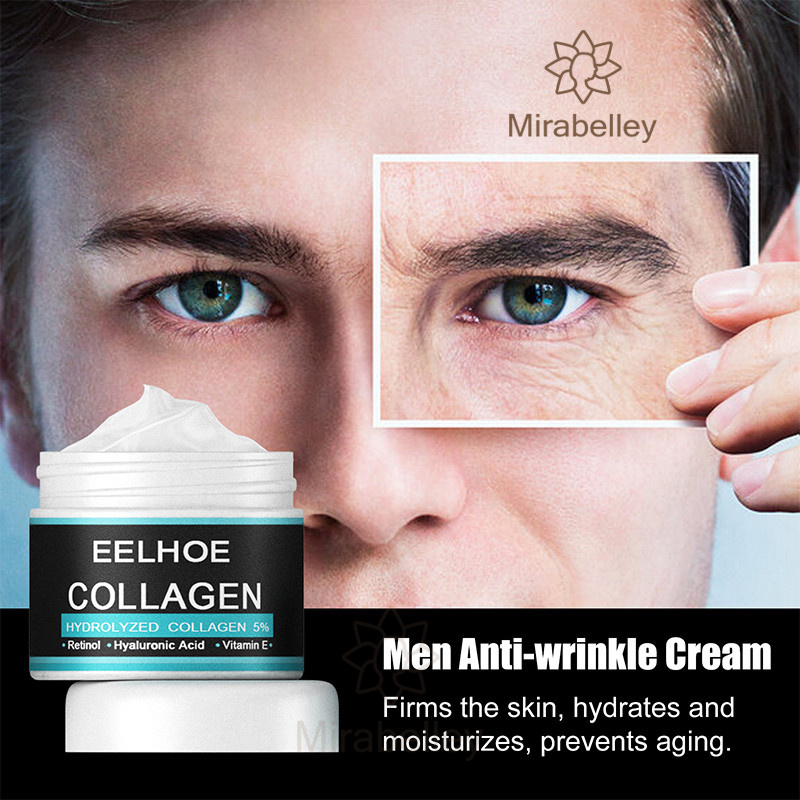 COD⚡ EELHOE Men's Collagen Cream 50gr Krim Wajah Pria Mencegah Penuaan Keriput Wajah dan Anti Aging 