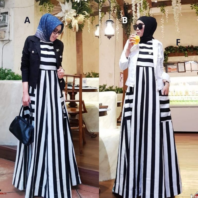 Aruna dress + midi cardigan By anum RUMAH GAMIS SURABAYA
