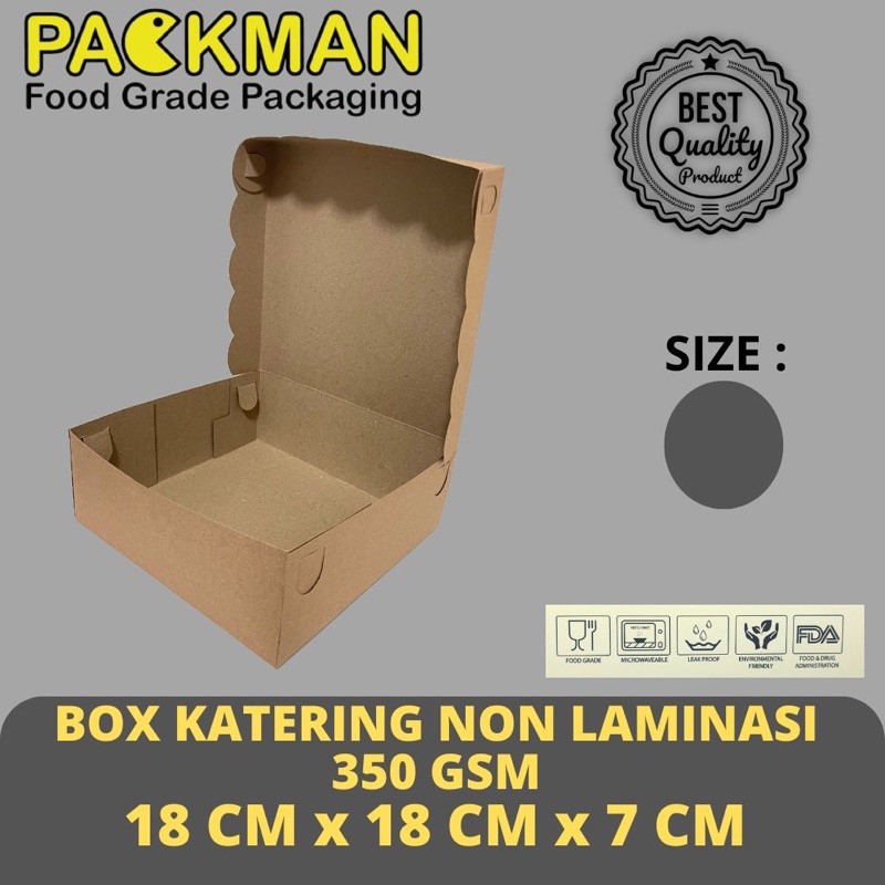 

BOX KATERING KRAFT R8 / DUS NASI 18x18 / KOTAK MAKANAN CAKE TEBAL 350gsm - TANPA LAMINASI VICTORY JPN