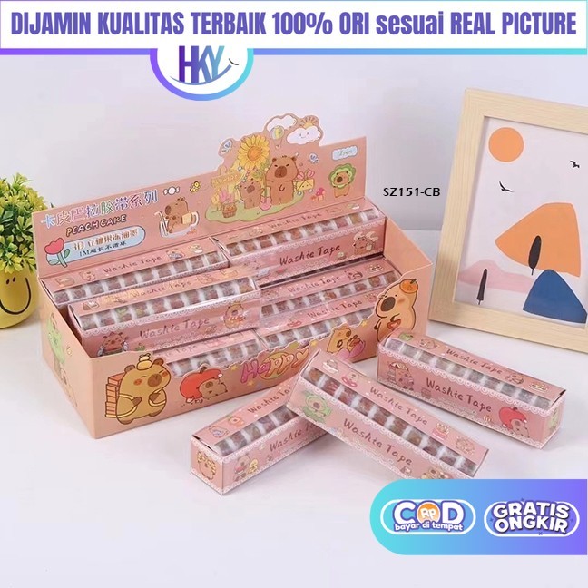 

HKY Mainan Sticker Tape Selotip Roll Kuromi Capybara DIY Kreatifitas Anak Perempuan 4 5 6 7 Thn