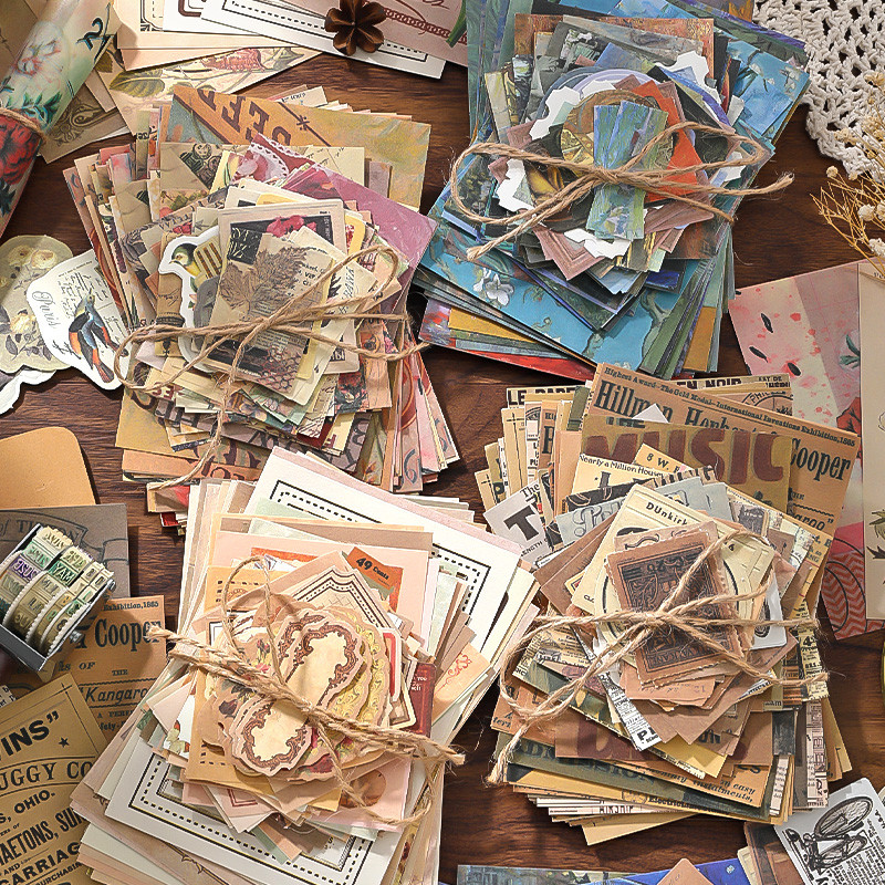 

100 sheet Creative Scrapbook Vintage Materials Paper Combo Kit DIY Junk Journal Collage Photo Album Retro Art paper